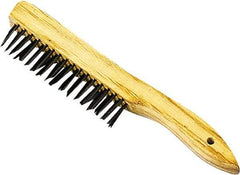 Premier Paint Roller - Steel Surface Preparation Wire Brush - 1" Bristle Length, 1" Wide, 10-1/2" OAL, Wood Block, Tapered Wood Handle - Eagle Tool & Supply