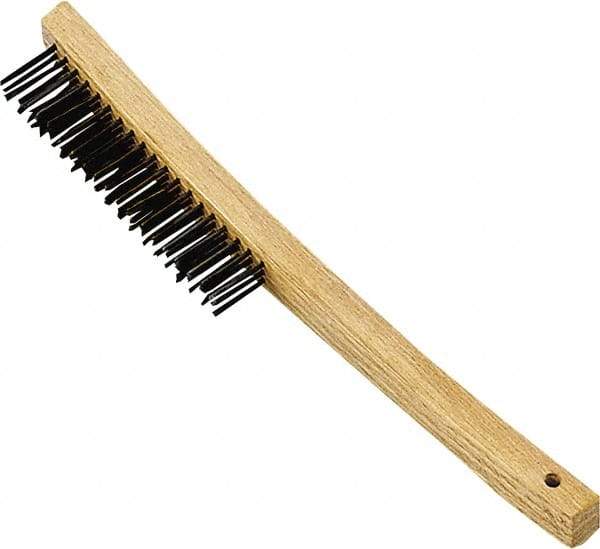 Premier Paint Roller - Steel Surface Preparation Wire Brush - 1" Bristle Length, 1" Wide, 14" OAL, Wood Block, Long Wood Handle - Eagle Tool & Supply
