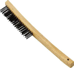 Premier Paint Roller - Steel Surface Preparation Wire Brush - 1" Bristle Length, 1" Wide, 14" OAL, Wood Block, Long Wood Handle - Eagle Tool & Supply