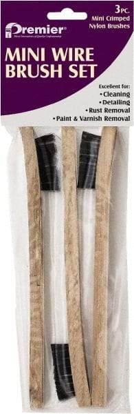 Premier Paint Roller - 3 Piece Nylon Surface Preparation Wire Brush - 8" OAL, Wood Handle - Eagle Tool & Supply