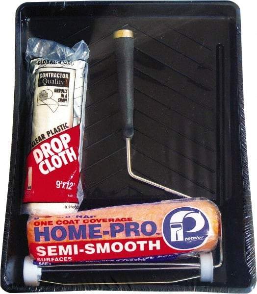 Premier Paint Roller - 3/8" Nap, Wall Paint Roller Kit - Plastic Frame, Includes Paint Tray, Roller Cover & Frame - Eagle Tool & Supply