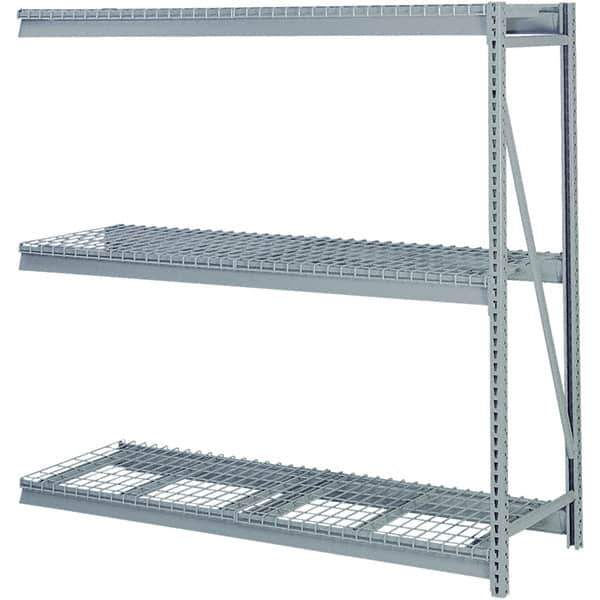 Lyon - 4 Shelf Add-On Waterfall Wire Steel Shelving - 10,000 Lb Capacity, 72" Wide x 96" High x 48" Deep, Dove Gray - Eagle Tool & Supply