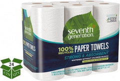 Seventh Generation - Perforated Roll of 2 Ply White Paper Towels - 11" Wide, No Added Dyes or Fragrances, 100% Recycled - Eagle Tool & Supply