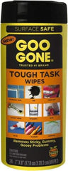 Goo Gone - Pre-Moistened General Purpose Wipes - Canister, 7" x 8" Sheet Size, White - Eagle Tool & Supply