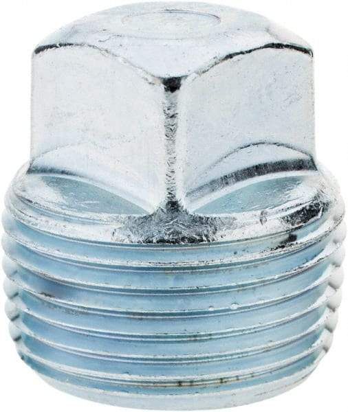 Parker - 1 Male Thread, Steel Industrial Pipe Square Head Plug - MNPTF, 5,500 psi - Eagle Tool & Supply