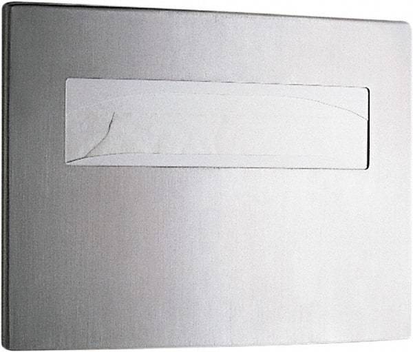 Bobrick - 250 Capacity Satin Stainless Steel Finish Stainless Steel Toilet Seat Cover Dispenser - 11-1/4" High x 15-3/4" Wide 2-/4" Deep, Holds 2 Half Fold Sleeves - Eagle Tool & Supply