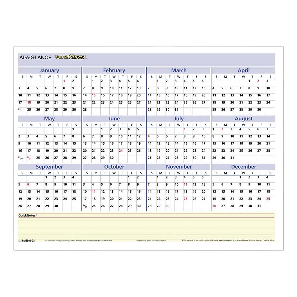 AT-A-GLANCE - Note Pads, Writing Pads & Notebooks Writing Pads & Notebook Type: Wall Calendar Size: 16 x 12 - Eagle Tool & Supply
