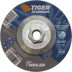 Weiler - 5" 30 Grit Aluminum Oxide/Silicon Carbide Blend Cutoff Wheel - 1/8" Thick, 5/8-11 Arbor, 12,200 Max RPM, Use with Angle Grinders - Eagle Tool & Supply