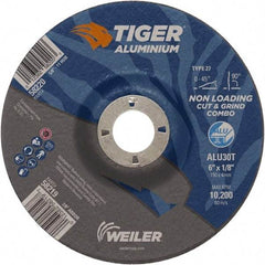 Weiler - 6" 30 Grit Aluminum Oxide/Silicon Carbide Blend Cutoff Wheel - 1/8" Thick, 7/8" Arbor, 10,200 Max RPM, Use with Angle Grinders - Eagle Tool & Supply