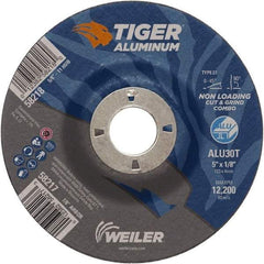 Weiler - 5" 30 Grit Aluminum Oxide/Silicon Carbide Blend Cutoff Wheel - 1/8" Thick, 7/8" Arbor, 12,200 Max RPM, Use with Angle Grinders - Eagle Tool & Supply