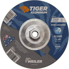 Weiler - 7" 60 Grit Aluminum Oxide/Silicon Carbide Blend Cutoff Wheel - 0.06" Thick, 5/8-11 Arbor, 8,500 Max RPM, Use with Angle Grinders - Eagle Tool & Supply