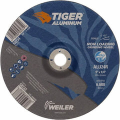 Weiler - 9" 24 Grit Aluminum Oxide/Silicon Carbide Blend Cutoff Wheel - 1/4" Thick, 7/8" Arbor, 6,600 Max RPM, Use with Angle Grinders - Eagle Tool & Supply