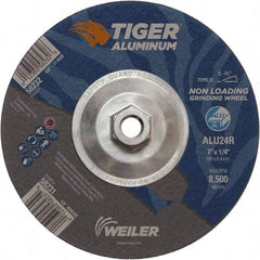 Weiler - 7" 24 Grit Aluminum Oxide/Silicon Carbide Blend Cutoff Wheel - 1/4" Thick, 5/8-11 Arbor, 8,500 Max RPM, Use with Angle Grinders - Eagle Tool & Supply