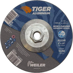 Weiler - 6" 24 Grit Aluminum Oxide/Silicon Carbide Blend Cutoff Wheel - 1/4" Thick, 5/8-11 Arbor, 10,200 Max RPM, Use with Angle Grinders - Eagle Tool & Supply