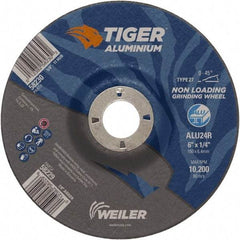 Weiler - 6" 24 Grit Aluminum Oxide/Silicon Carbide Blend Cutoff Wheel - 1/4" Thick, 7/8" Arbor, 10,200 Max RPM, Use with Angle Grinders - Eagle Tool & Supply