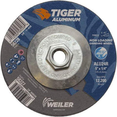 Weiler - 5" 24 Grit Aluminum Oxide/Silicon Carbide Blend Cutoff Wheel - 1/4" Thick, 5/8-11 Arbor, 12,200 Max RPM, Use with Angle Grinders - Eagle Tool & Supply