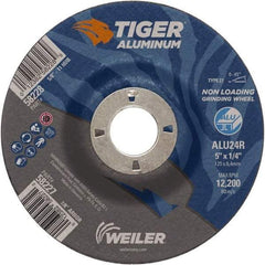 Weiler - 5" 24 Grit Aluminum Oxide/Silicon Carbide Blend Cutoff Wheel - 1/4" Thick, 7/8" Arbor, 12,200 Max RPM, Use with Angle Grinders - Eagle Tool & Supply