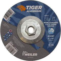 Weiler - 6" 30 Grit Aluminum Oxide/Silicon Carbide Blend Cutoff Wheel - 1/8" Thick, 5/8-11 Arbor, 10,200 Max RPM, Use with Angle Grinders - Eagle Tool & Supply