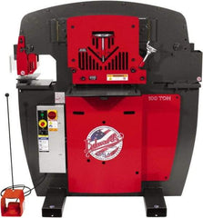 Edwards Manufacturing - 11" Throat Depth, 100 Ton Punch Pressure, 1-1/16" in 1" Punch Capacity Ironworker - 7-1/2 hp, 3 Phase, 460 Volts, 56-1/8" Wide x 61-11/16" High x 45" Deep - Eagle Tool & Supply