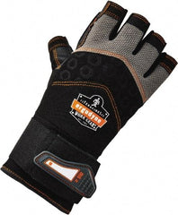 Ergodyne - Size L (9) Polyester Blend Work Gloves - Palm Coated, Hook & Loop Cuff, Half Fingered, Black, Paired - Eagle Tool & Supply
