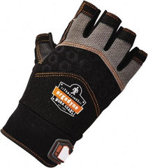 Ergodyne - Size XL (10) Polyester Blend Work Gloves - Palm Coated, Hook & Loop Cuff, Half Fingered, Black, Paired - Eagle Tool & Supply