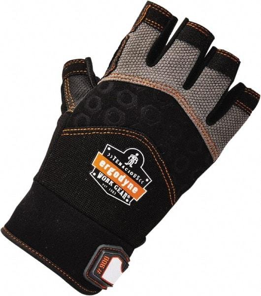 Ergodyne - Size S (7) Polyester Blend Work Gloves - Palm Coated, Hook & Loop Cuff, Half Fingered, Black, Paired - Eagle Tool & Supply