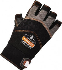 Ergodyne - Size M (8) Polyester Blend Work Gloves - Palm Coated, Hook & Loop Cuff, Half Fingered, Black, Paired - Eagle Tool & Supply