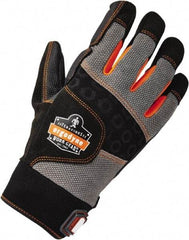 Ergodyne - Size M (8) Polyester Blend Work Gloves - Palm & Fingers Coated, Hook & Loop Cuff, Full Fingered, Black, Paired - Eagle Tool & Supply