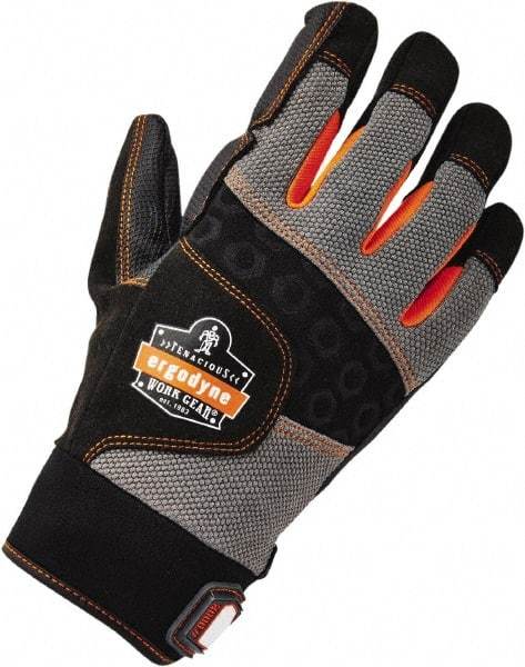 Ergodyne - Size 2XL (11) Polyester Blend Work Gloves - Palm & Fingers Coated, Hook & Loop Cuff, Full Fingered, Black, Paired - Eagle Tool & Supply