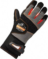 Ergodyne - Size S (7) Polyester Blend Work Gloves - Palm & Fingers Coated, Hook & Loop Cuff, Full Fingered, Black, Paired - Eagle Tool & Supply