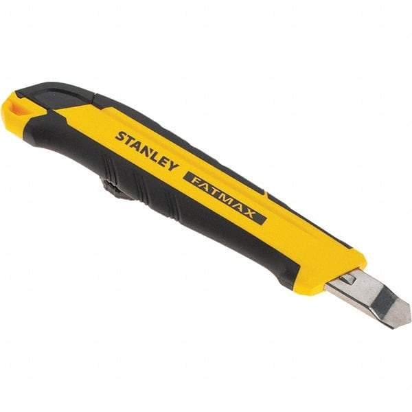 Stanley - Snap Utility Knife - 3.4" Carbon Steel Blade, Yellow & Black Bi-Material -ABS/TPR Handle, 1 Blade Included - Eagle Tool & Supply