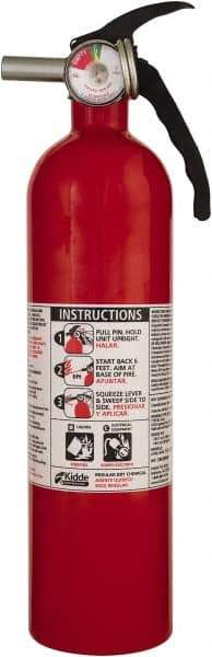 Kidde - 2.9 Lb, 10-B:C Rated, Dry Chemical Fire Extinguisher - 3-1/4" Diam x 13-3/4" High, 100 psi, 12' Discharge in 12 sec, Seamless Aluminum Cylinder - Eagle Tool & Supply