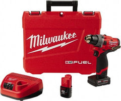 Milwaukee Tool - 12 Volt 1/2" Chuck Pistol Grip Handle Cordless Drill - 0-1700 RPM, Keyless Chuck, Reversible, 2 Lithium-Ion Batteries Included - Eagle Tool & Supply