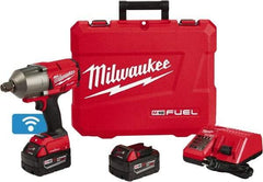 Milwaukee Tool - 3/4" Drive 18 Volt Pistol Grip Cordless Impact Wrench & Ratchet - 1,800 RPM, 0 to 2,400 BPM, 1,500 Ft/Lb Torque, 2 Lithium-Ion Batteries Included - Eagle Tool & Supply