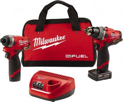 Milwaukee Tool - 12 Volt Cordless Tool Combination Kit - Includes 1/2" Brushless Hammer Drill/Driver & 1/4" Hex Impact Driver, Lithium-Ion Battery Included - Eagle Tool & Supply