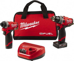 Milwaukee Tool - 12 Volt Cordless Tool Combination Kit - Includes 1/2" Compact Drill/Driver & 1/4" Hex Impact Driver, Lithium-Ion Battery Included - Eagle Tool & Supply