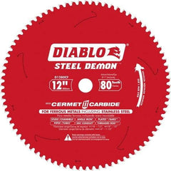 Freud - 12" Blade Diam, 80 Teeth, Carbide-Tipped Cold Saw Blade - 1" Arbor Hole Diam, 0.071" Blade Thickness - Eagle Tool & Supply