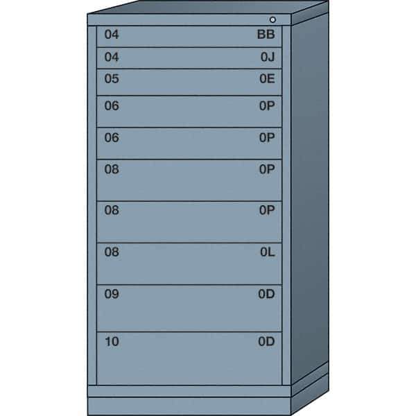 Lyon - 10 Drawer, Standard Eye-Level - Single Drawer Access Cabinet - Steel, 30" Wide x 28-1/4" Deep x 59-1/4" High, Dove Gray - Eagle Tool & Supply