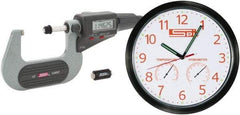 SPI - 1 to 2" Range, 0.00005" Resolution, Standard Throat IP54 Electronic Outside Micrometer - 0.00016" Accuracy, Friction Thimble, Carbide-Tipped Face, LR44 Battery, Includes NIST Traceable Certification of Inspection - Eagle Tool & Supply