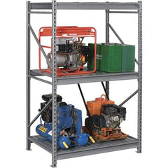 Tennsco - 3 Shelf Starter Steel Corrugated Deck Open Steel Shelving - 72" Wide x 84" High x 36" Deep, Medium Gray - Eagle Tool & Supply