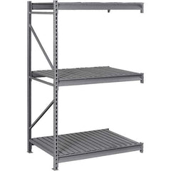 Tennsco - 3 Shelf Add-On Steel Corrugated Deck Open Steel Shelving - 96" Wide x 120" High x 48" Deep, Medium Gray - Eagle Tool & Supply