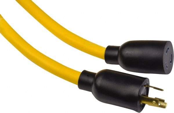 Southwire - 100', 12/3 Gauge/Conductors, Yellow Industrial Extension Cord - 3 Receptacles, 20 Amps, 125 VAC, UL SJTW, NEMA 5-15P - Eagle Tool & Supply