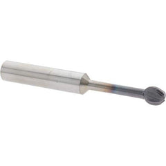 Accupro - 3/8" Diam, 0.349" LOC, 4 Flute Solid Carbide Ball End Mill - nACo Finish, Single End, 3" OAL, 3/8" Shank Diam, Undercutting - Eagle Tool & Supply