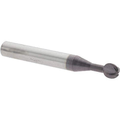 Accupro - 5/16" Diam, 0.291" LOC, 4 Flute Solid Carbide Ball End Mill - nACo Finish, Single End, 2-1/2" OAL, 5/16" Shank Diam, Undercutting - Eagle Tool & Supply