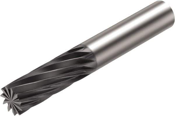 Sandvik Coromant - 4mm, 12mm LOC, 4mm Shank Diam, 40mm OAL, 5 Flute, Solid Carbide Square End Mill - Single End, Diamond Finish, Spiral Flute, 4° Helix, Centercutting, Right Hand Cut, Right Hand Flute, Series CoroMill Plura - Eagle Tool & Supply