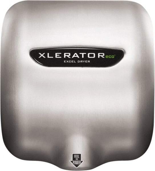 Excel Dryer - 500 Watt Silver Finish Electric Hand Dryer - 208/277 Volts, 2.2 Amps, 11-3/4" Wide x 12-11/16" High x 6-11/16" Deep - Eagle Tool & Supply