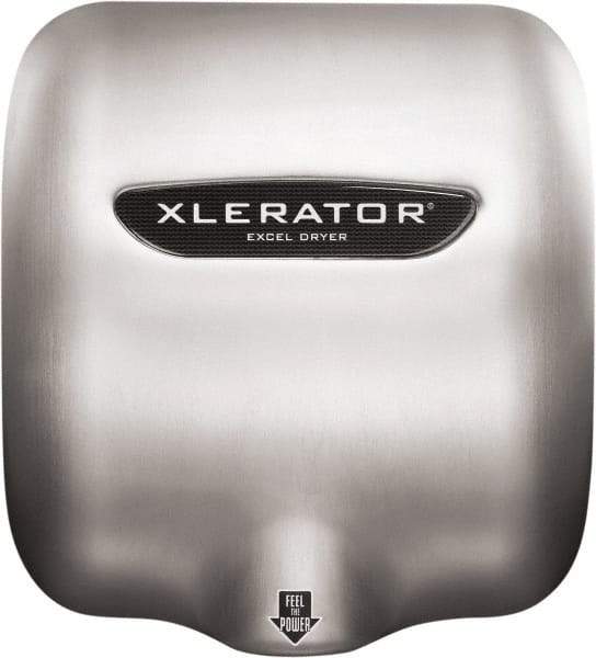 Excel Dryer - 1490 Watt Silver Finish Electric Hand Dryer - 208/277 Volts, 6.2 Amps, 11-3/4" Wide x 12-11/16" High x 6-11/16" Deep - Eagle Tool & Supply