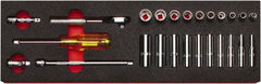 Proto - 25 Piece 1/4" Drive Chrome Finish Deep Well Socket Set - 6 Points, 3/16" to 9/16" Range, Inch Measurement Standard - Eagle Tool & Supply