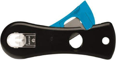 Martor USA - Recessed/Hook Blade Safety Utility Knife - 1.53" Blade, Black & Blue Polycarbonate Handle, 1 Blade Included - Eagle Tool & Supply