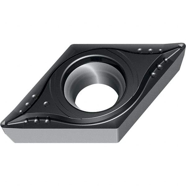Walter - DCMT MM4 Grade WSM20S Turning Insert - TiAlN+Al2O3+(Al) Finish, 55° Rhombic, 9.53mm Inscr Circle, 3.97mm Thick, 0.4mm Corner Radius - Eagle Tool & Supply